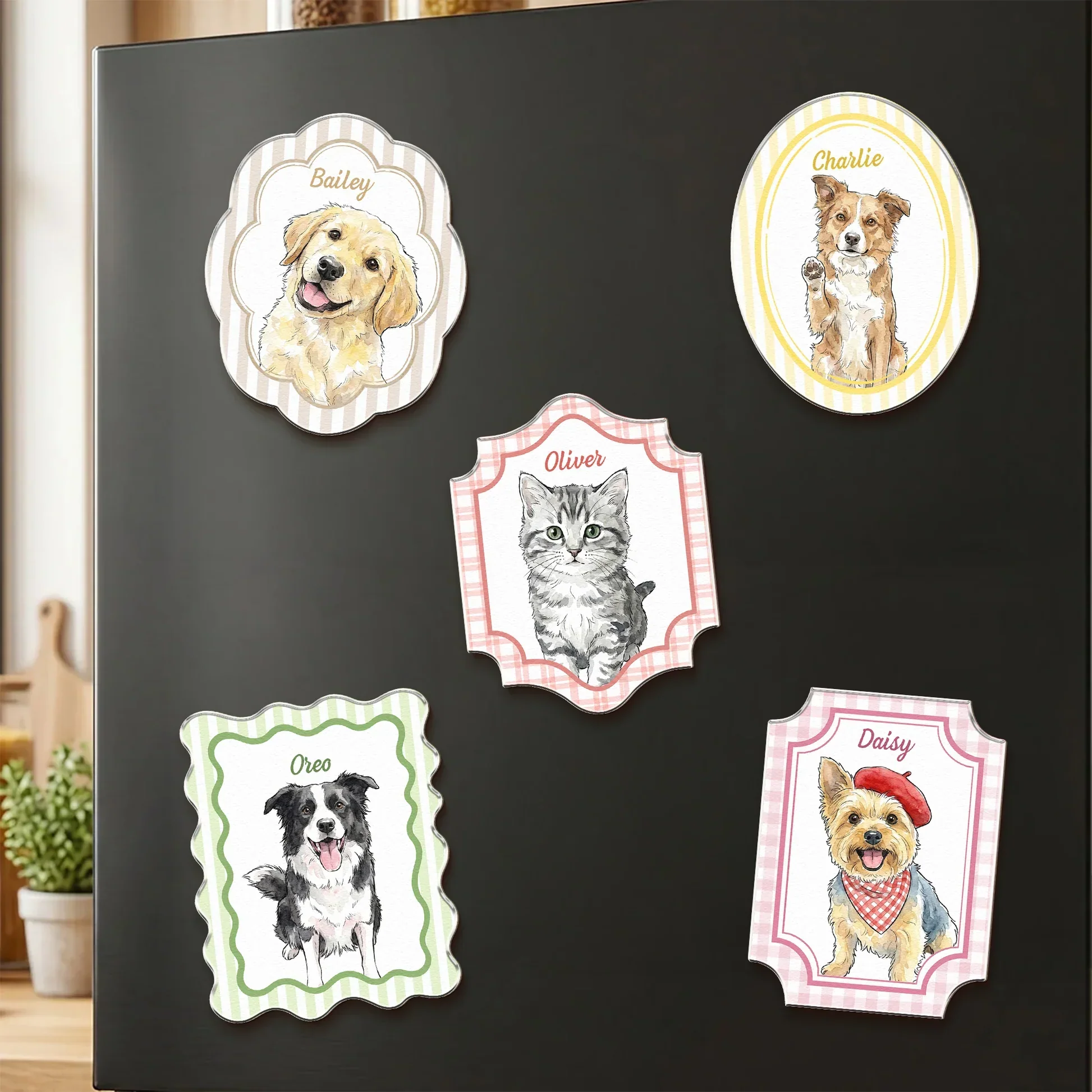 Colorful Acrylic Fridge Magnet for Dog & Cat Lovers, Creative Kitchen Gift with Custom Pet Art - Image 3