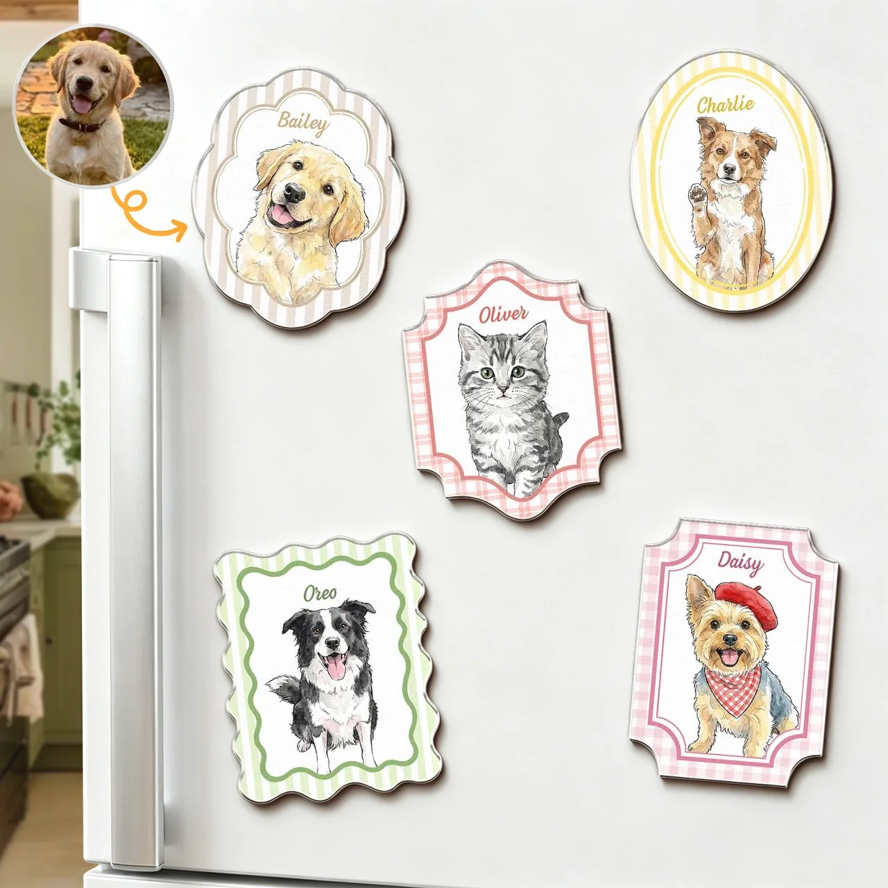 Colorful Acrylic Fridge Magnet for Dog & Cat Lovers, Creative Kitchen Gift with Custom Pet Art - Image 7