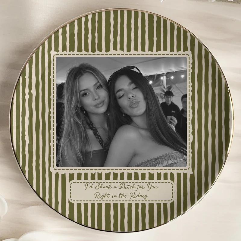 Personalized Jewelry Dish with Friend Photo, Vintage Stripes, Unique Gift for Close Friend or Sister - Image 5