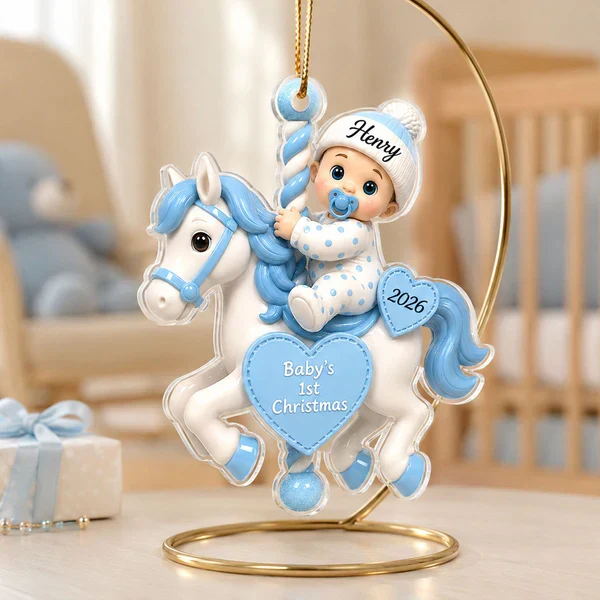 Personalized Acrylic Ornament, Baby's First Christmas Carousel, Unique Gift for New Parents - Image 7