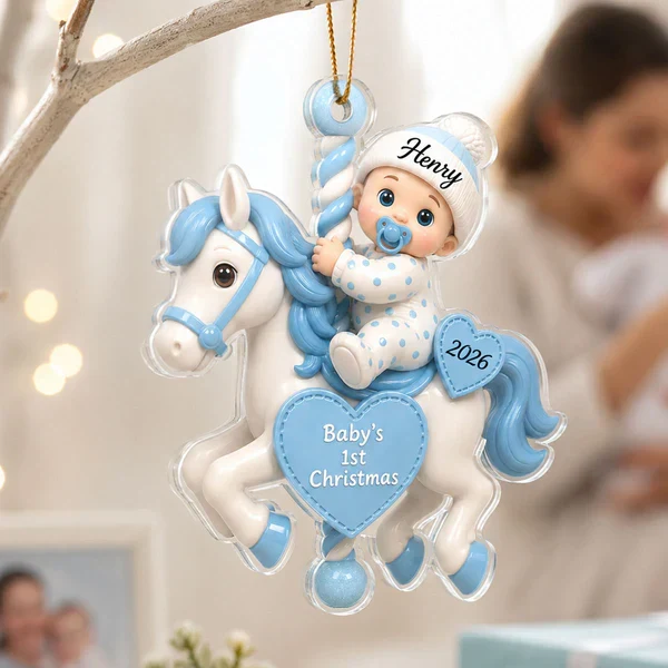 Personalized Acrylic Ornament, Baby's First Christmas Carousel, Unique Gift for New Parents - Image 8