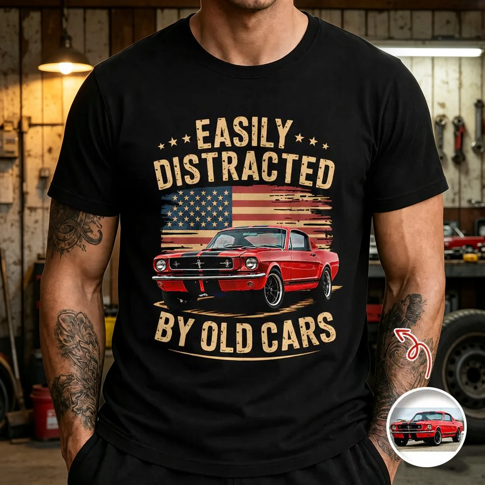 Personalized Classic Tee With Old Cars Graphic, Vintage Auto Humor Unique Gift for Car Guy