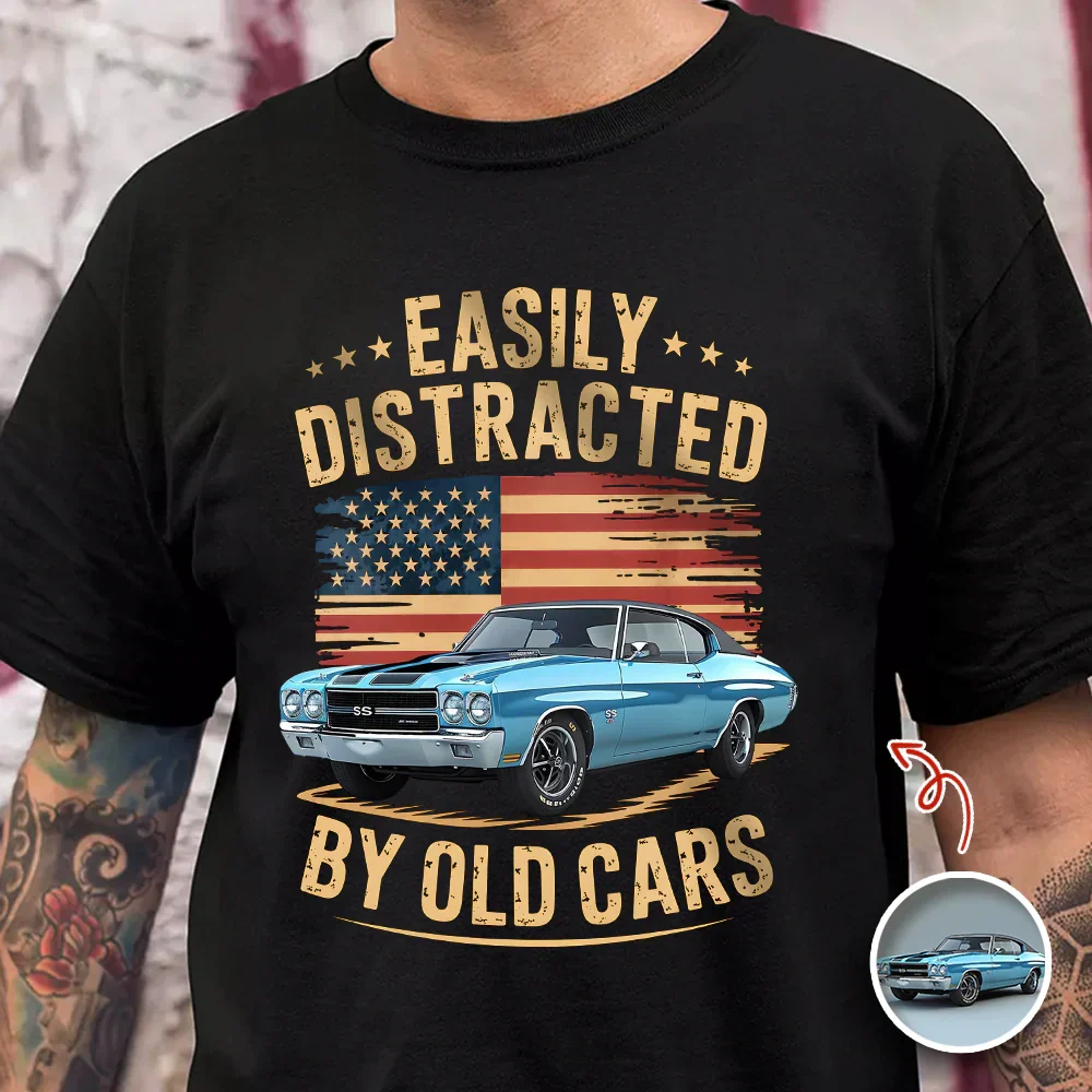 Personalized Classic Tee With Old Cars Graphic, Vintage Auto Humor Unique Gift for Car Guy - Image 6