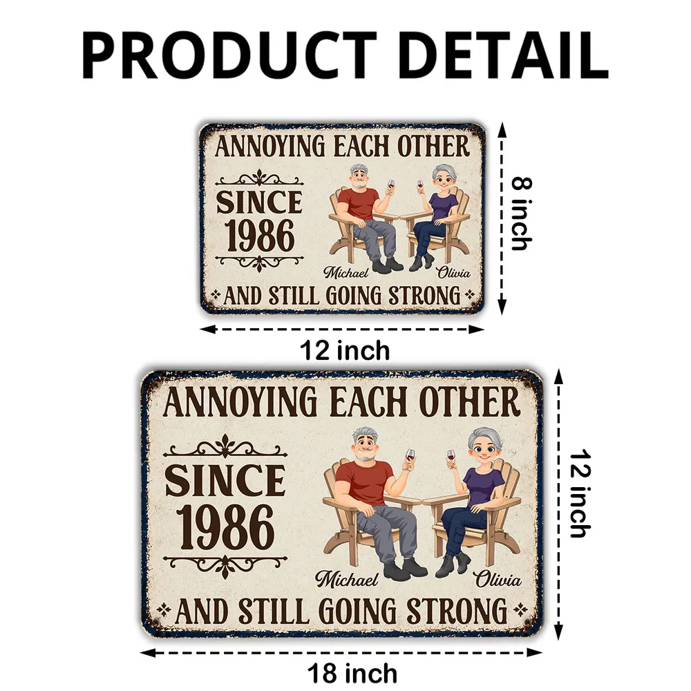 Personalized Rectangular Iron Sign, Relaxing Couple with Wine, Unique Gift for Partners - Image 4