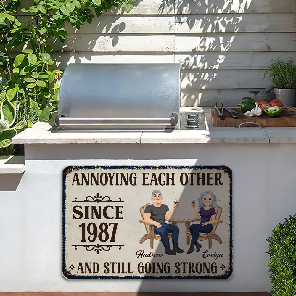 Personalized Rectangular Iron Sign, Relaxing Couple with Wine, Unique Gift for Partners - Image 6