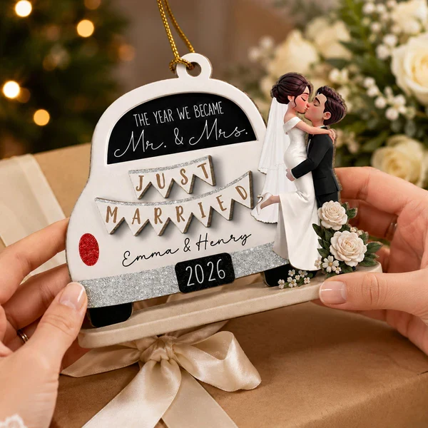 Personalized 2-Layer Wooden Ornament, Kissing Bride & Groom Creative Wedding Gift for Couple - Image 6