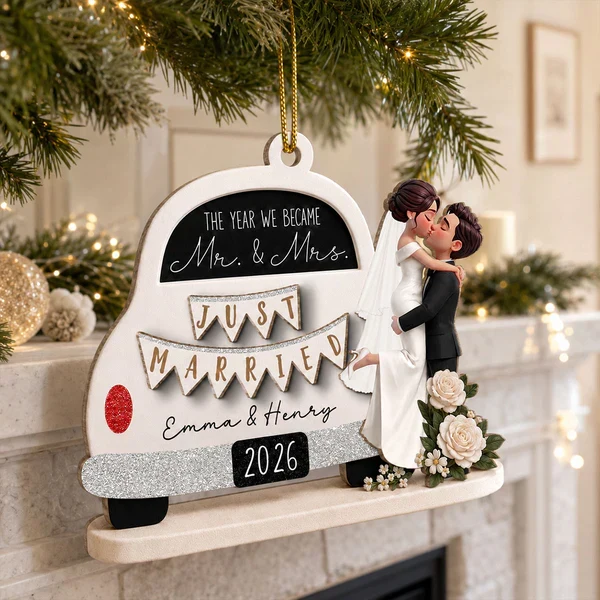 Personalized 2-Layer Wooden Ornament, Kissing Bride & Groom Creative Wedding Gift for Couple - Image 7