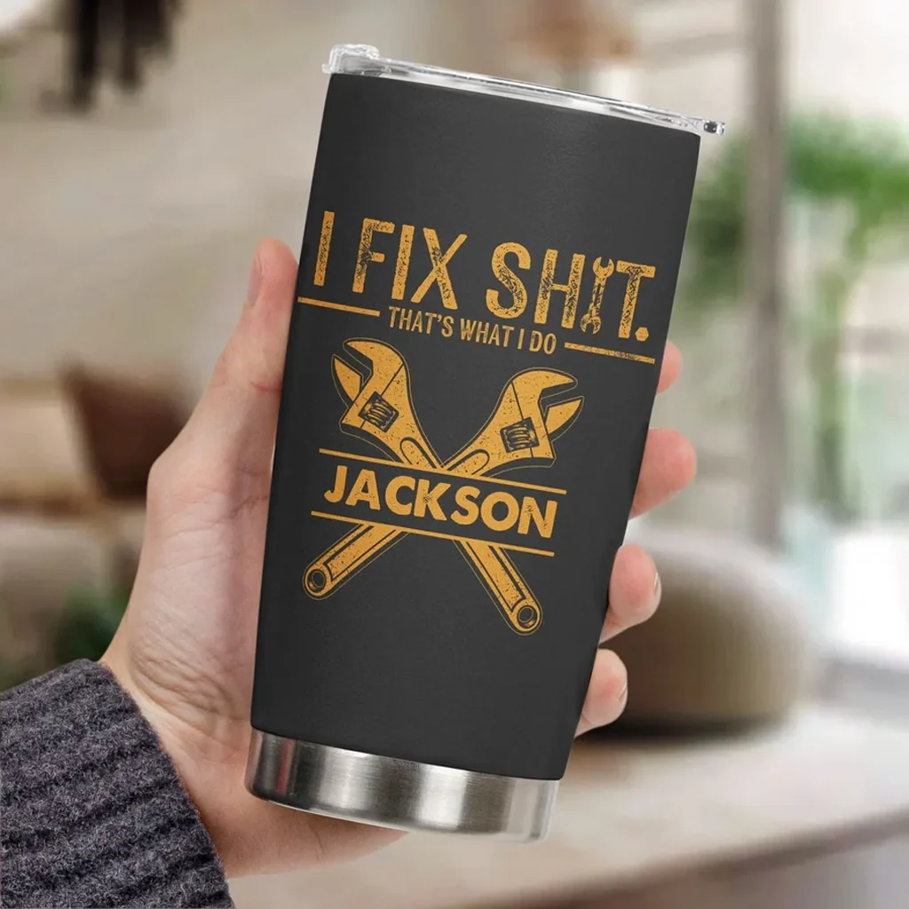 Personalized Insulated Travel Tumbler, Funny Wrench Design, Unique Gift for Dad & Handyman - Image 2