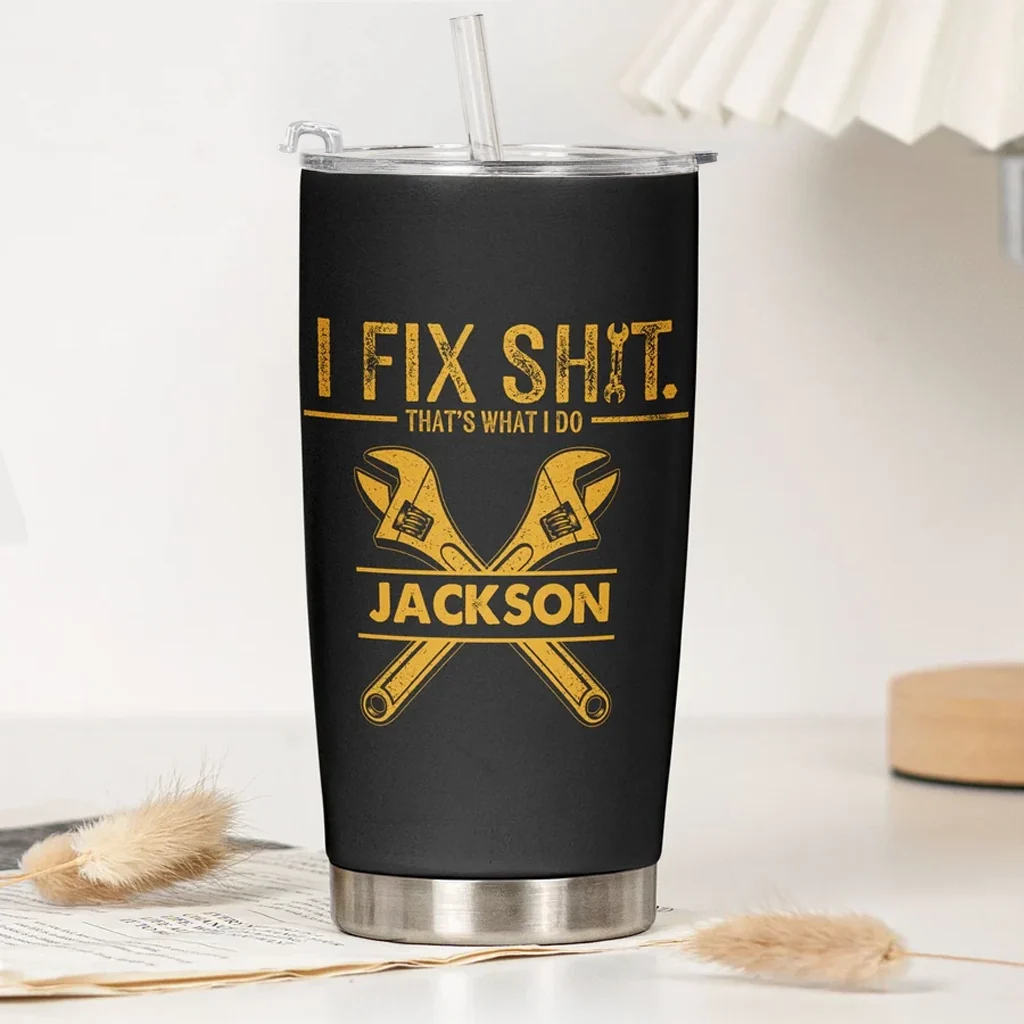 Personalized Insulated Travel Tumbler, Funny Wrench Design, Unique Gift for Dad & Handyman - Image 3