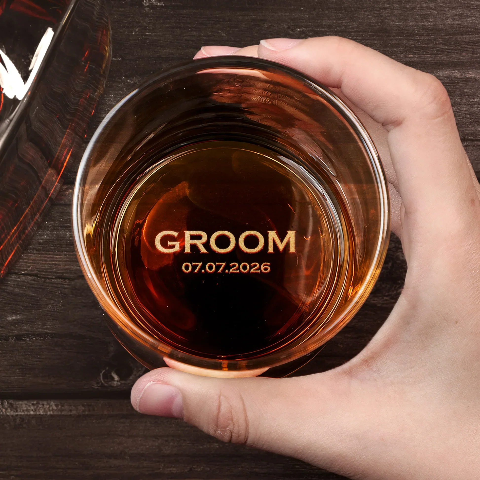 Personalized Double Sided Whiskey Glass, Tuxedo Design, Unique Wedding Gift for Groomsman - Image 3