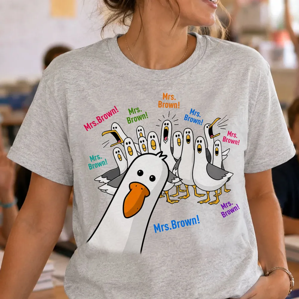 Personalized Seagulls Calling Classic Tee, Custom Teacher Name Design, Unique Back-to-School Gift - Image 2