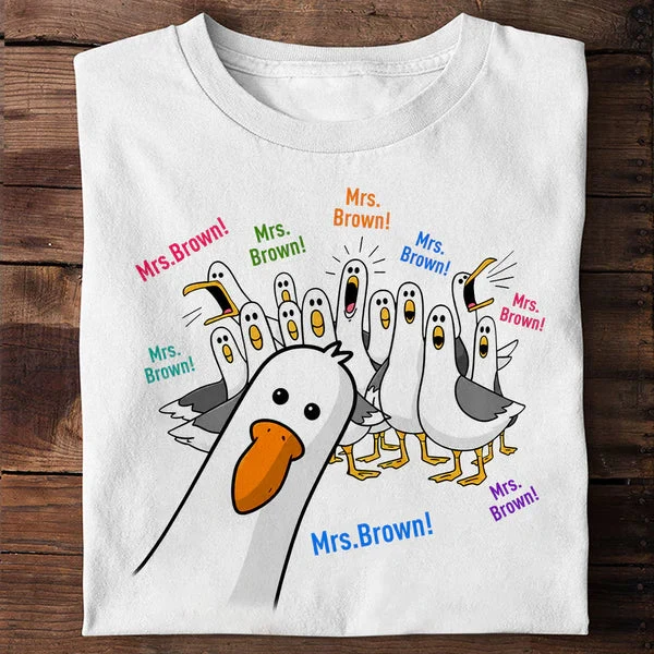 Personalized Seagulls Calling Classic Tee, Custom Teacher Name Design, Unique Back-to-School Gift - Image 3
