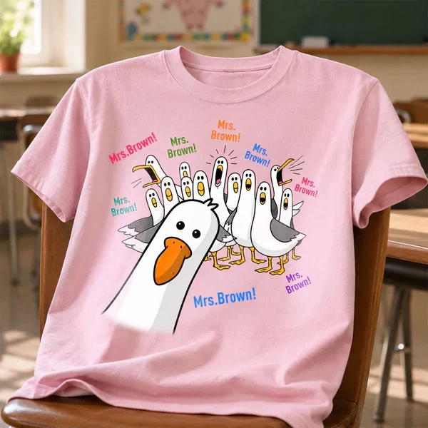Personalized Seagulls Calling Classic Tee, Custom Teacher Name Design, Unique Back-to-School Gift - Image 5