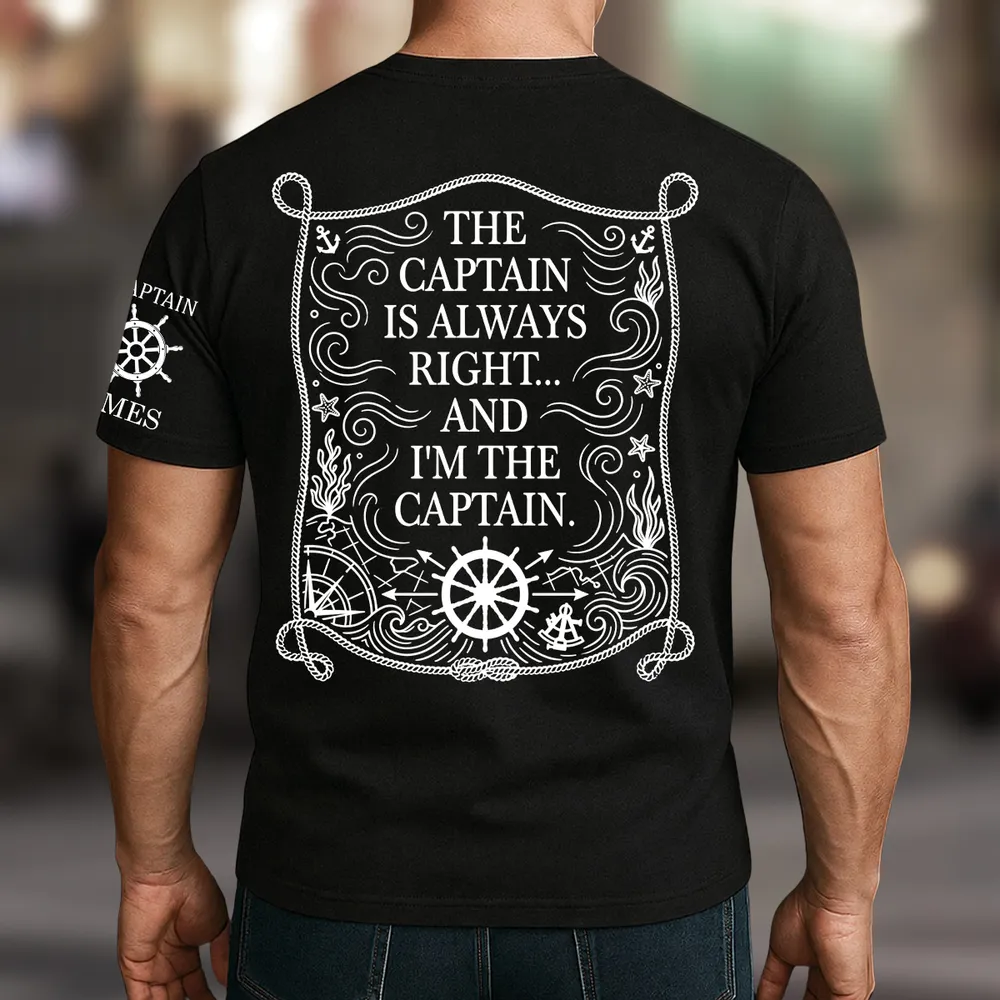 Dual Print Classic Tee with Funny Captain Quote, Creative Gift for Boat Lovers at the Helm - Image 5
