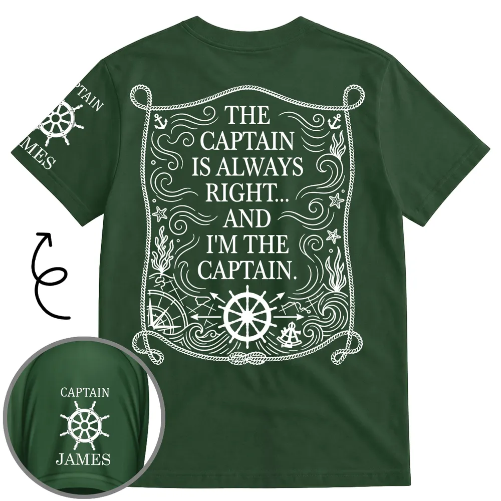 Dual Print Classic Tee with Funny Captain Quote, Creative Gift for Boat Lovers at the Helm - Image 7