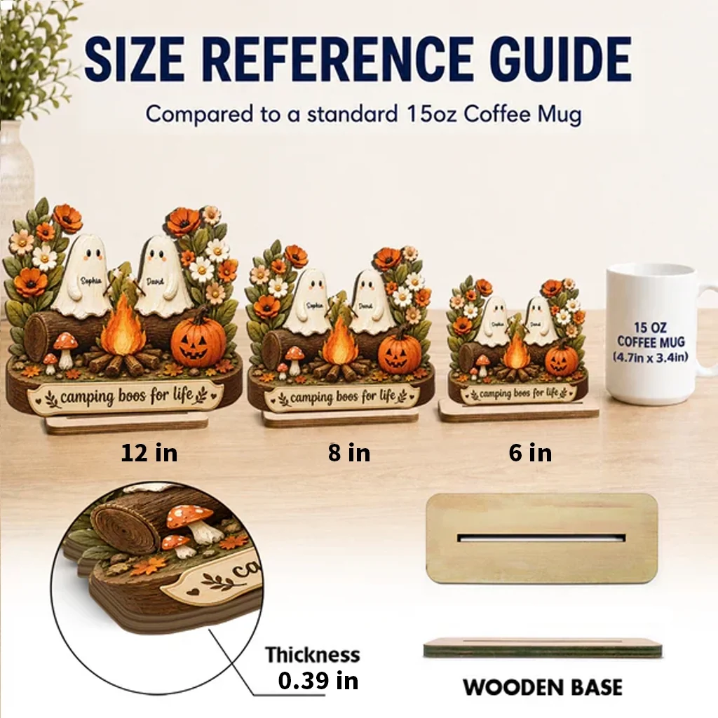 Personalized 2-Layer Wooden Plaque with Camping Boos for Life, Creative Gift for Couple, Cozy Fall Display - Image 4