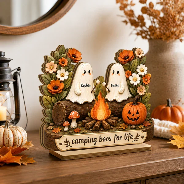 Personalized 2-Layer Wooden Plaque with Camping Boos for Life, Creative Gift for Couple, Cozy Fall Display - Image 5