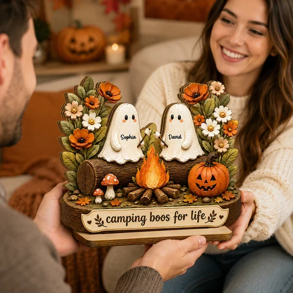 Personalized 2-Layer Wooden Plaque with Camping Boos for Life, Creative Gift for Couple, Cozy Fall Display - Image 6