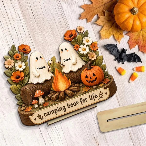 Personalized 2-Layer Wooden Plaque with Camping Boos for Life, Creative Gift for Couple, Cozy Fall Display - Image 8