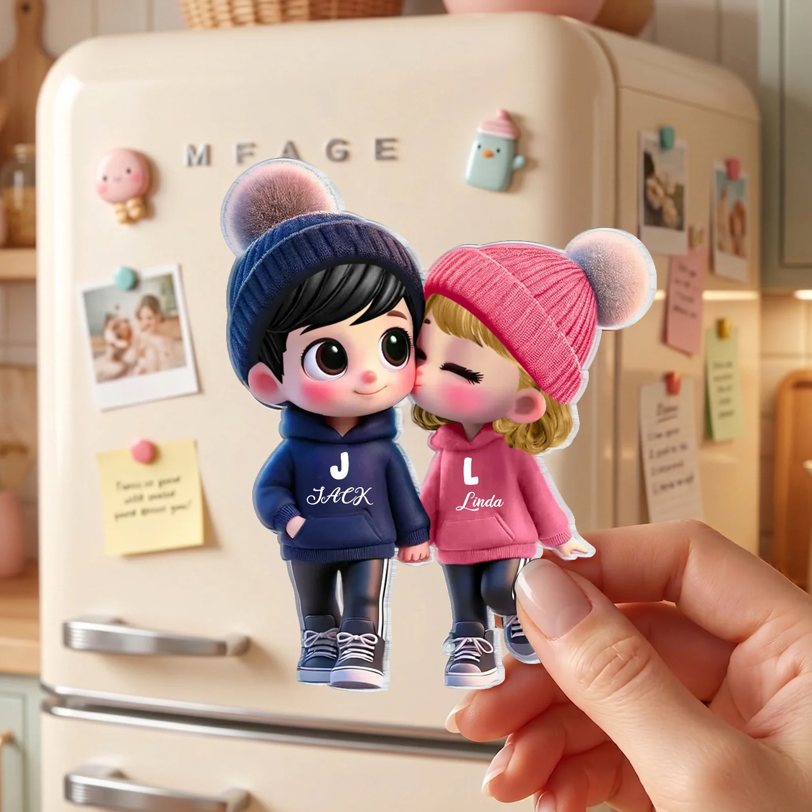 Personalized Acrylic Fridge Magnet with Cute Kissing Couple, Unique Gift for Boyfriend & Girlfriend - Image 4
