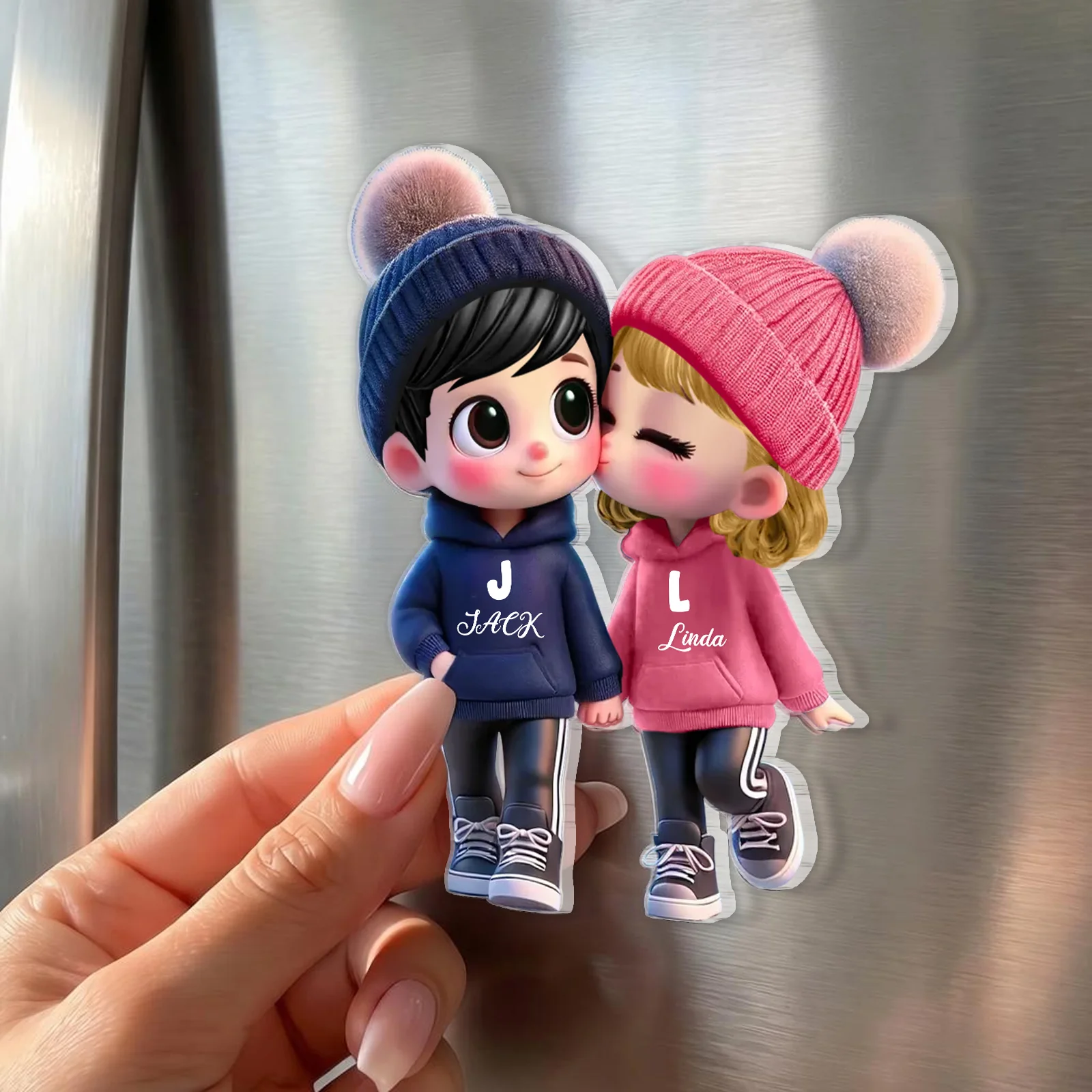 Personalized Acrylic Fridge Magnet with Cute Kissing Couple, Unique Gift for Boyfriend & Girlfriend - Image 5