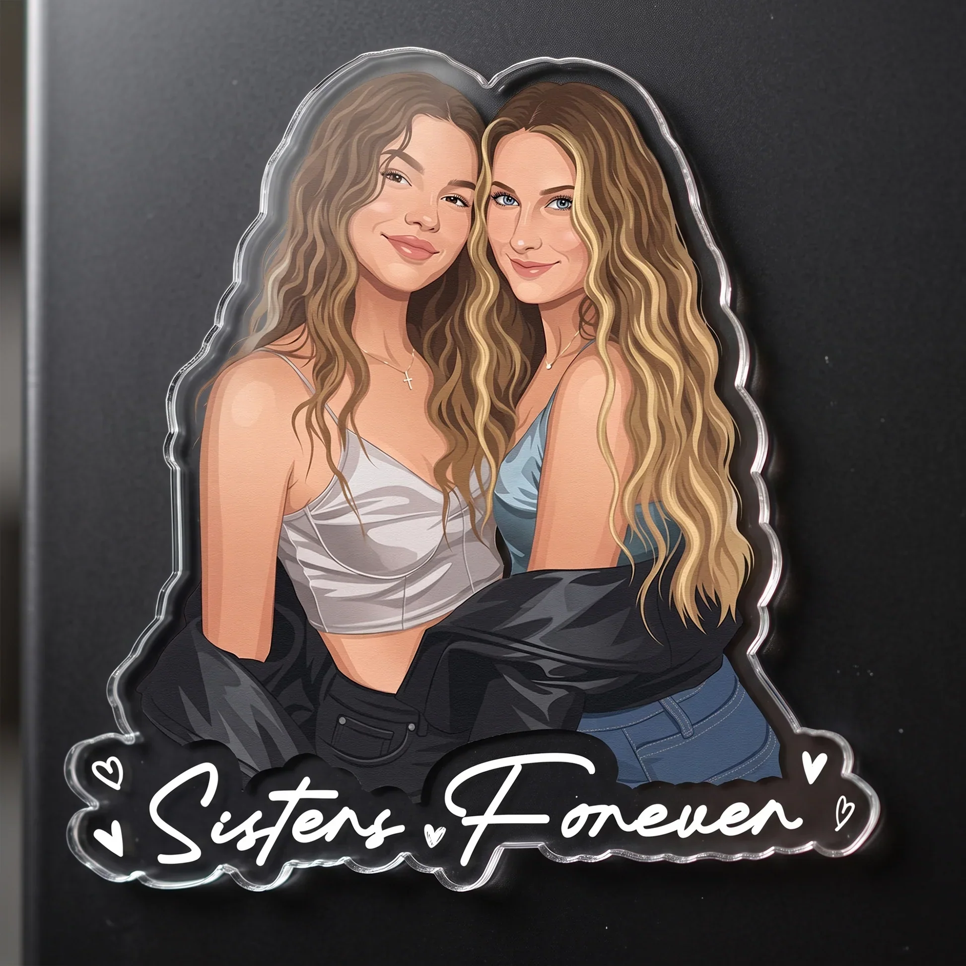 Personalized Acrylic Magnet From Photo, Friends Sipping Drinks Art, Unique Gift for Close Friend - Image 3