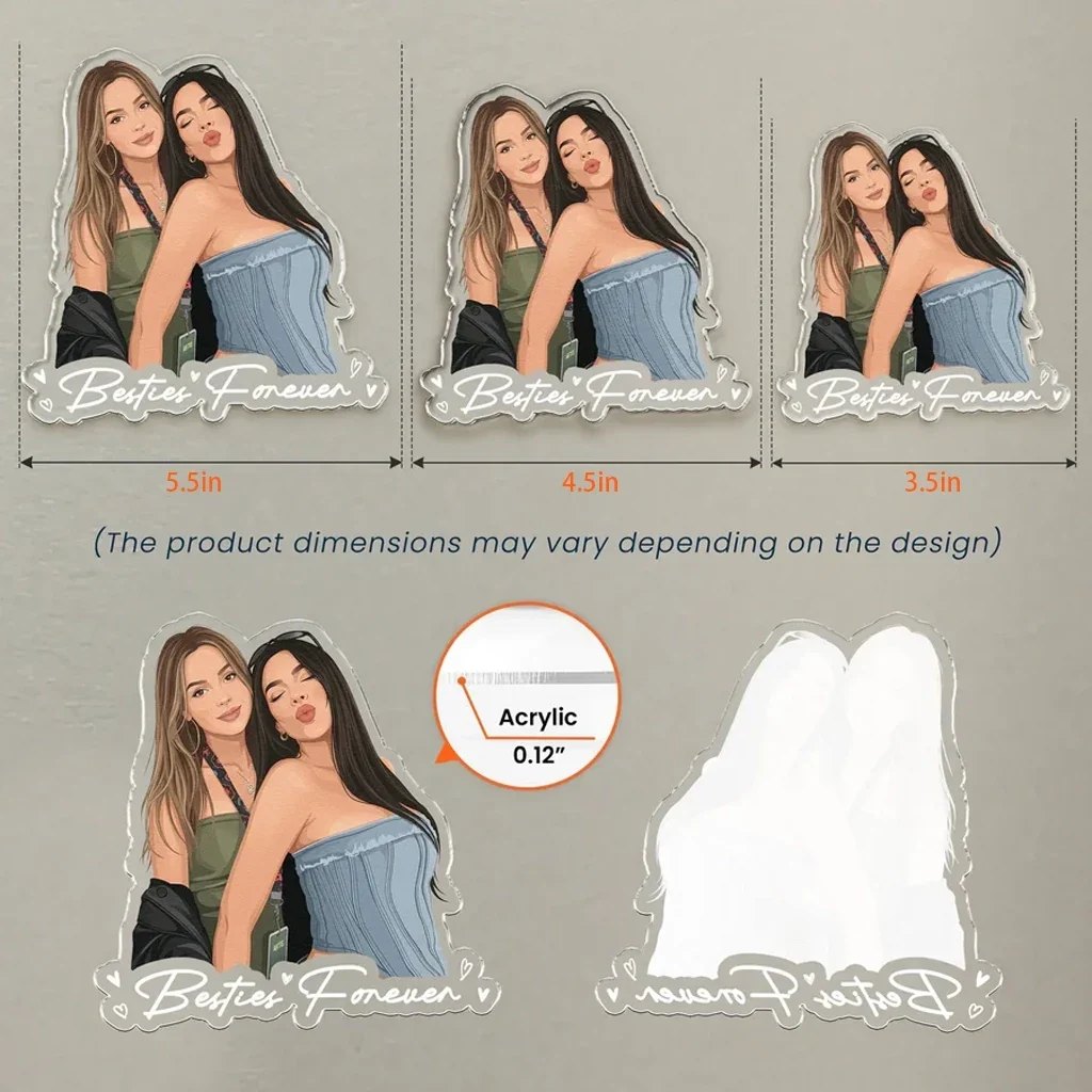 Personalized Acrylic Magnet From Photo, Friends Sipping Drinks Art, Unique Gift for Close Friend - Image 4