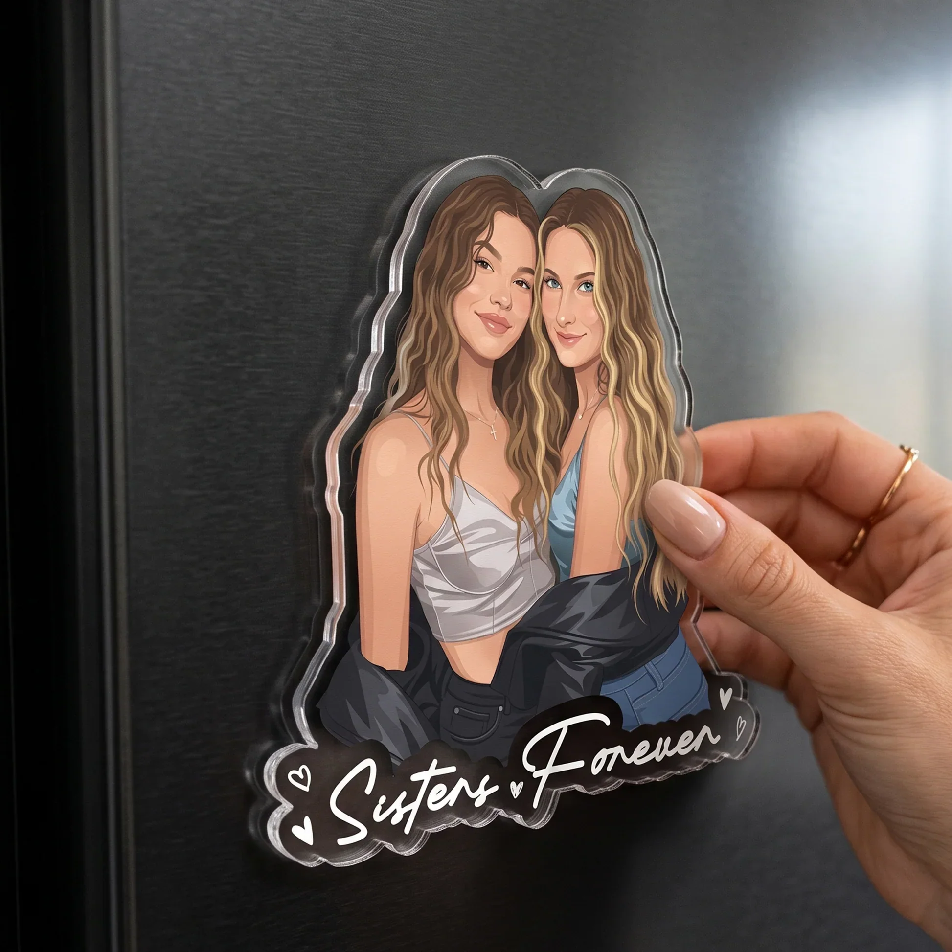 Personalized Acrylic Magnet From Photo, Friends Sipping Drinks Art, Unique Gift for Close Friend - Image 5