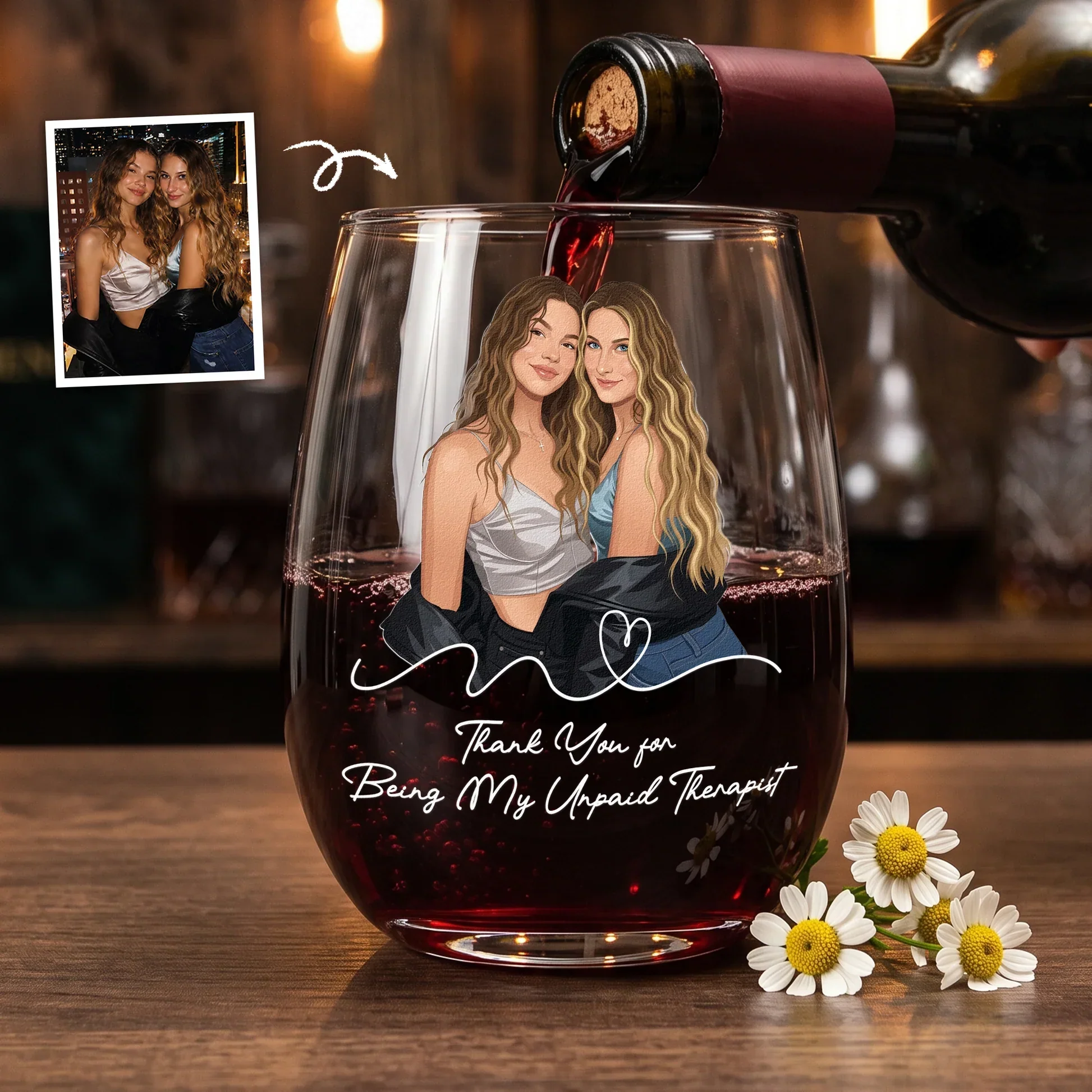 Personalized Acrylic Magnet From Photo, Friends Sipping Drinks Art, Unique Gift for Close Friend - Image 6
