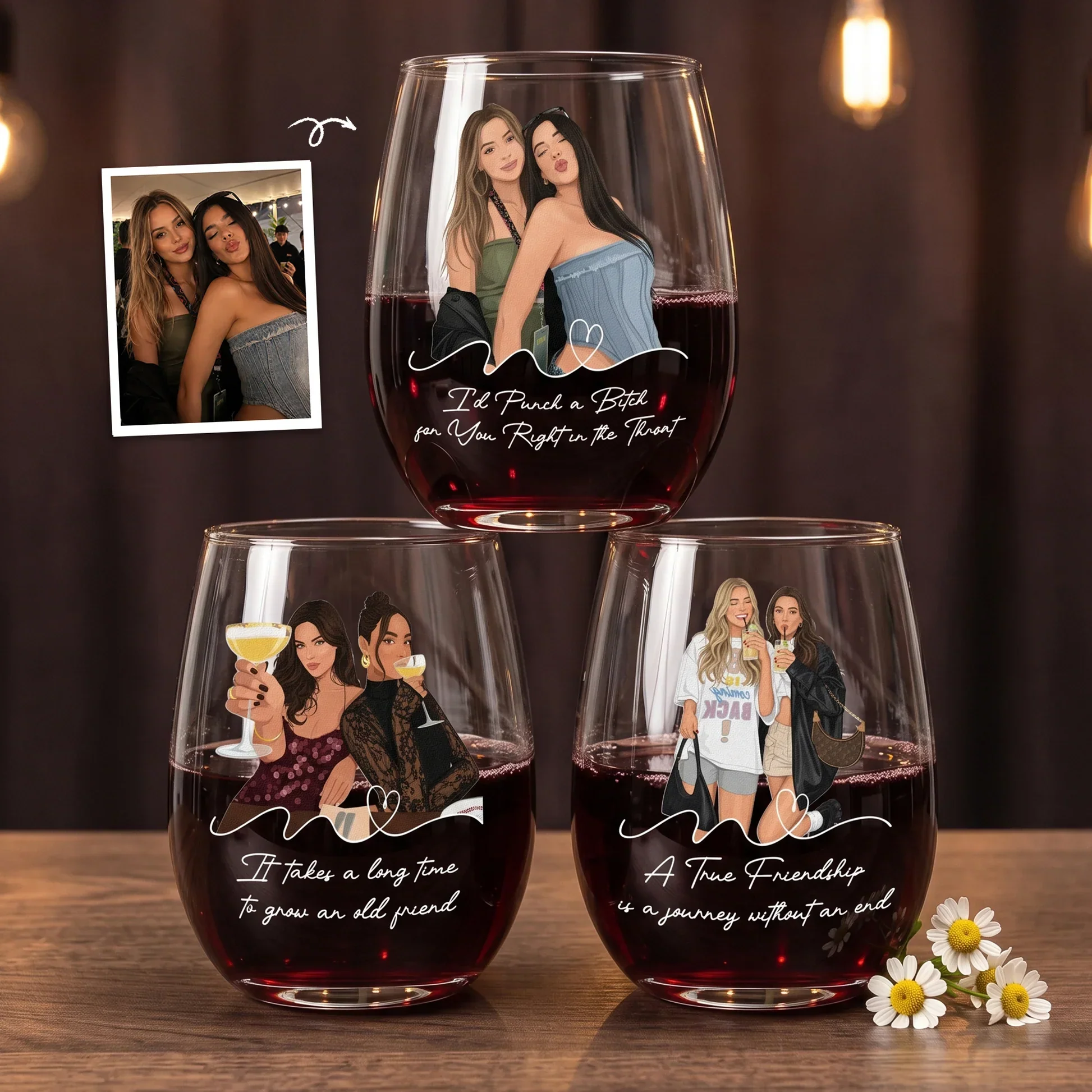 Personalized Acrylic Magnet From Photo, Friends Sipping Drinks Art, Unique Gift for Close Friend - Image 7