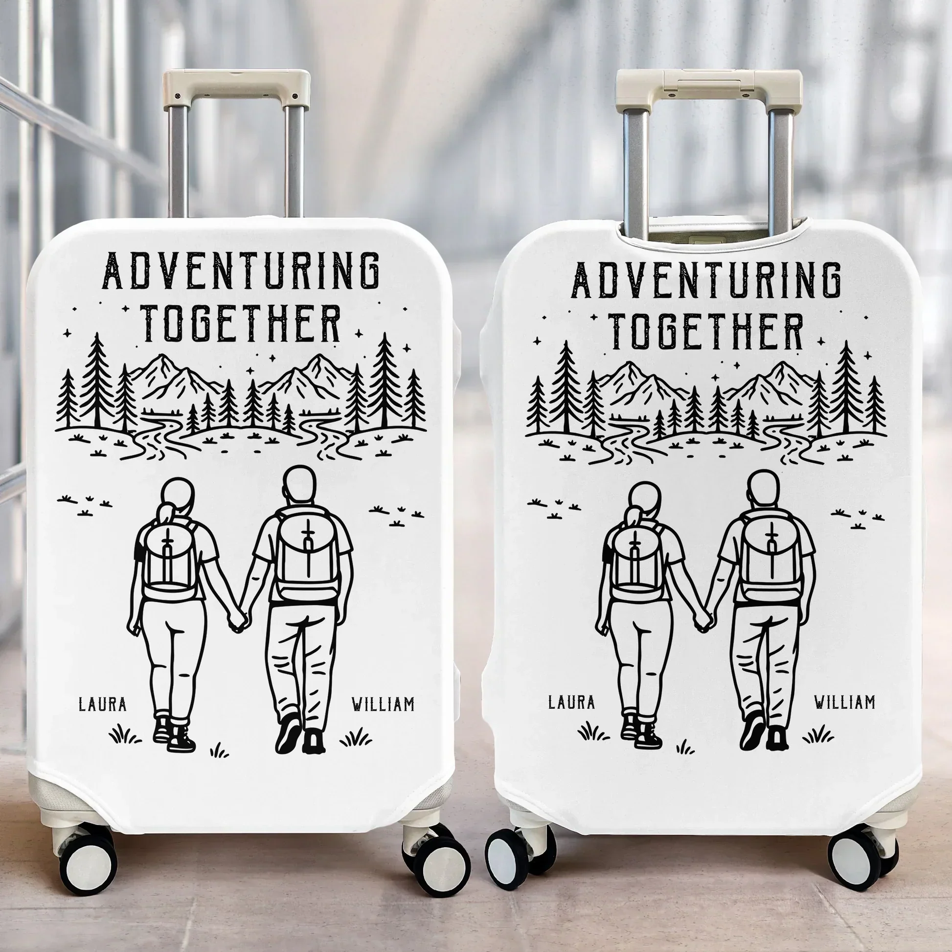 Personalized Leather Luggage Cover, Adventuring Together Couple Travel, Unique Creative Gift - Image 3