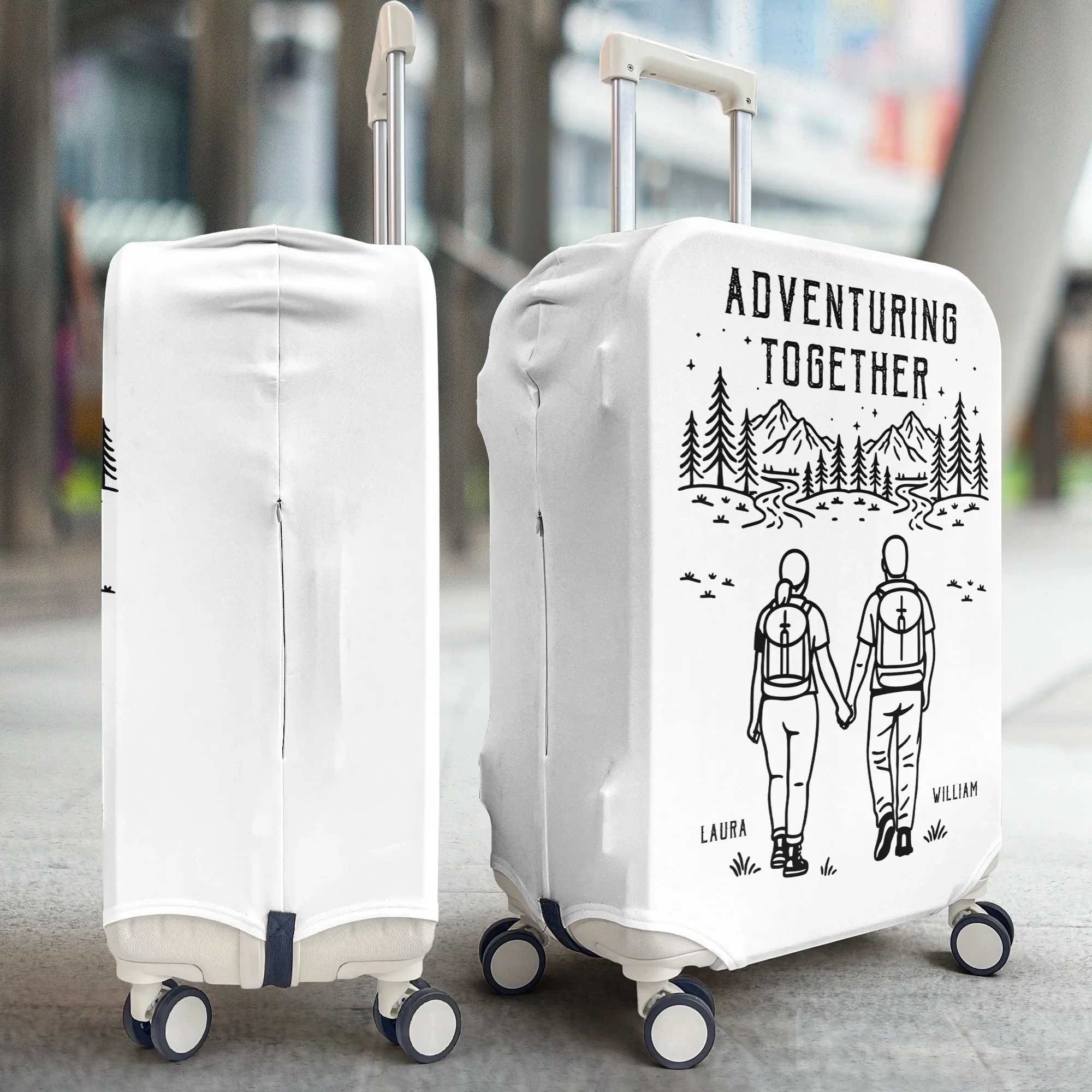 Personalized Leather Luggage Cover, Adventuring Together Couple Travel, Unique Creative Gift - Image 4