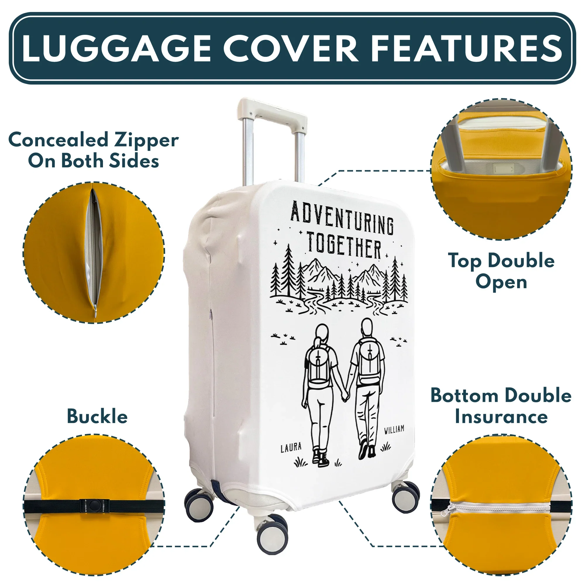 Personalized Leather Luggage Cover, Adventuring Together Couple Travel, Unique Creative Gift - Image 5
