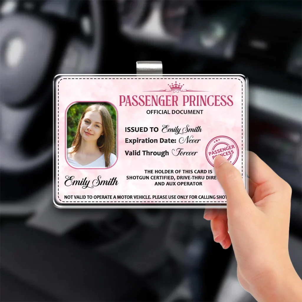Pink Document Style Passenger Princess 2-Layer Acrylic Car Visor Clip, Creative Gift for Wife & Friend - Image 6