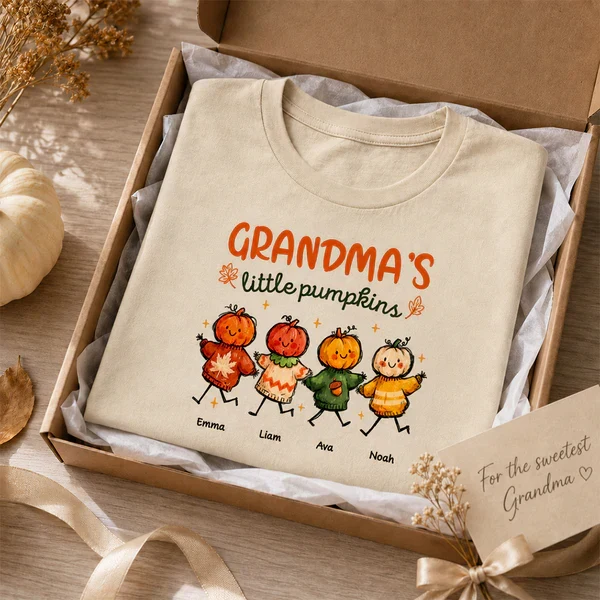 Personalized Grandma's Little Pumpkins Classic Tee, Unique Fall Gift for Grandma - Image 3