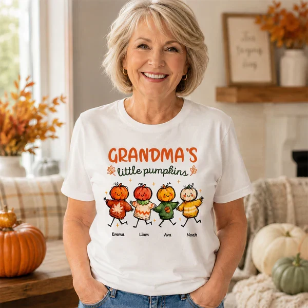Personalized Grandma's Little Pumpkins Classic Tee, Unique Fall Gift for Grandma - Image 4