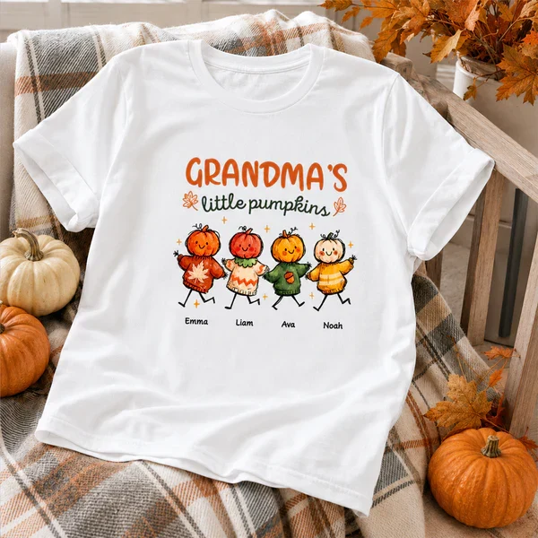 Personalized Grandma's Little Pumpkins Classic Tee, Unique Fall Gift for Grandma - Image 5