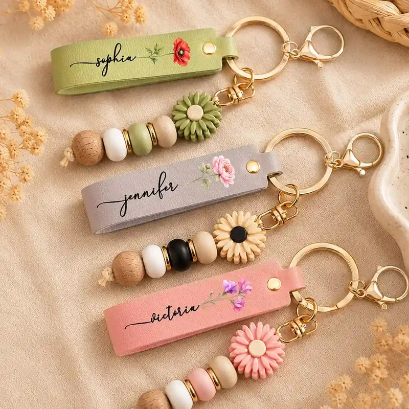 Custom Daisy Keychain, Soft Pastel Flower Design For Bag Or Keys, Unique Creative Gift For Her