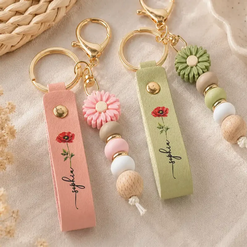 Custom Daisy Keychain, Soft Pastel Flower Design For Bag Or Keys, Unique Creative Gift For Her - Image 2