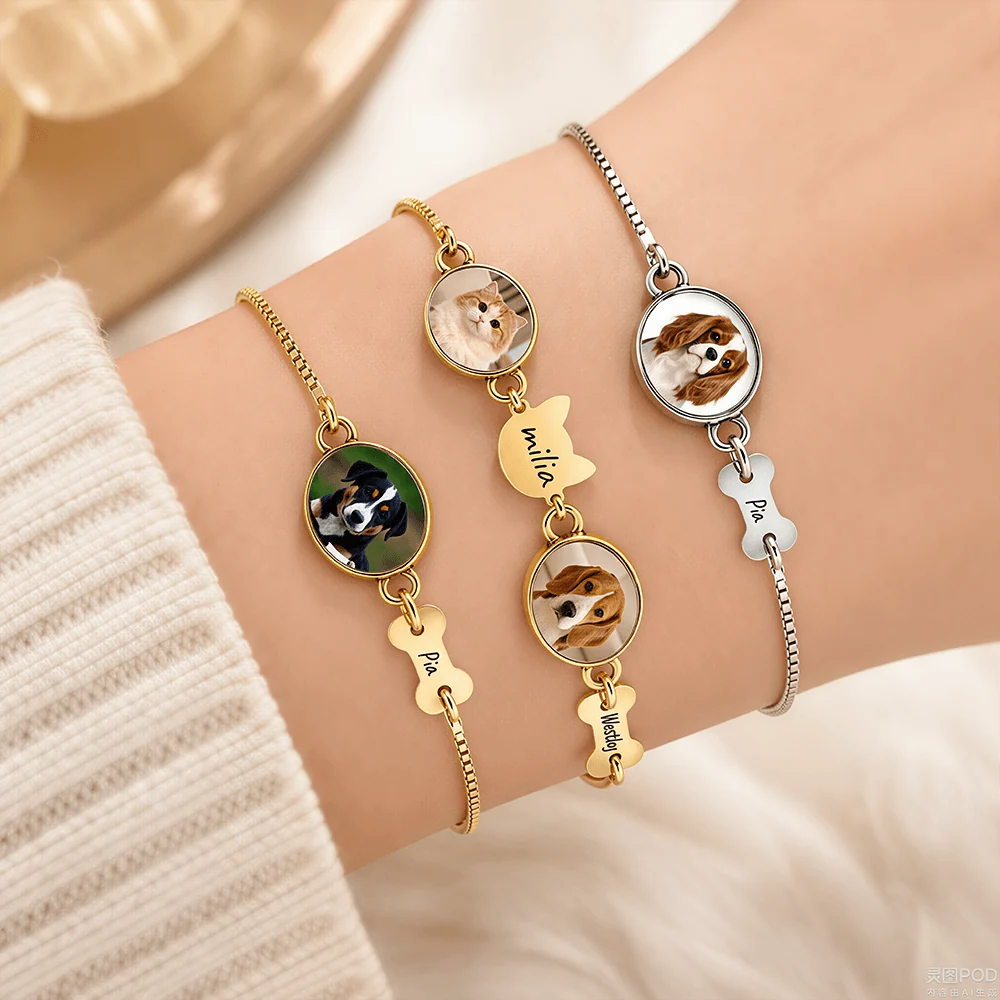 Dog Bone Photo Bracelet, Custom Pet Portrait Keepsake, Unique Creative Gift for Dog Owner - Image 5