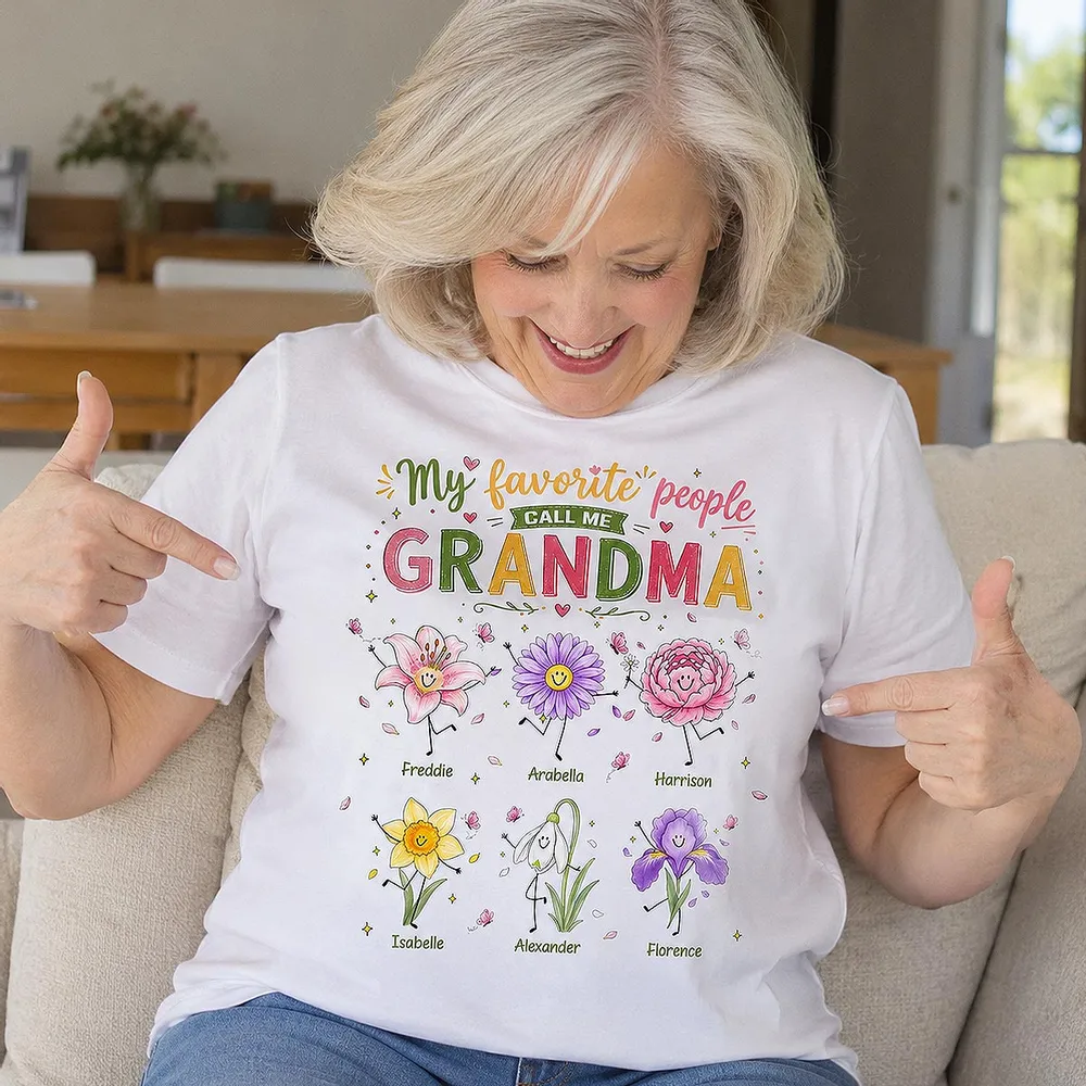 Personalized Classic Tee With Grandma Quote & Birth Month Flowers, Unique Creative Gift For Grandma - Image 2