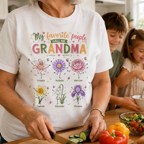 Personalized Classic Tee With Grandma Quote & Birth Month Flowers, Unique Creative Gift For Grandma - Image 3