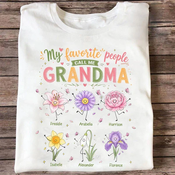 Personalized Classic Tee With Grandma Quote & Birth Month Flowers, Unique Creative Gift For Grandma - Image 5