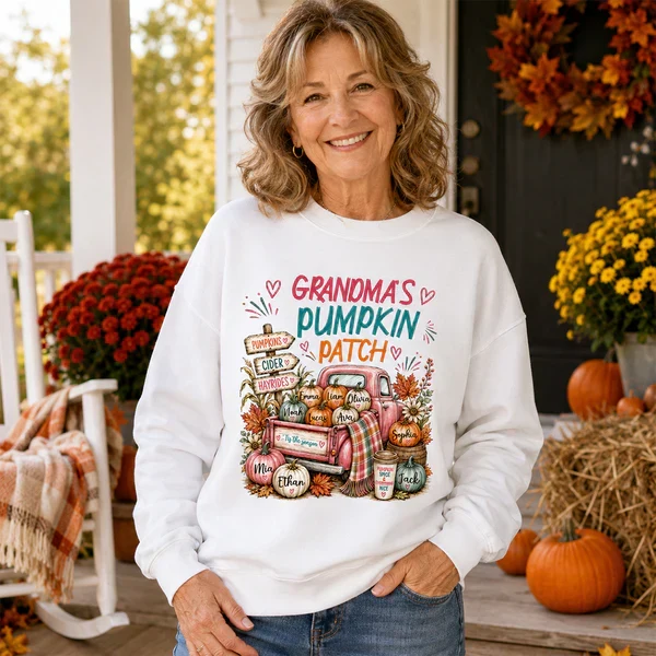 Personalized Classic Tee with Grandma's Pumpkin Patch Fall Truck, Unique and Creative Gift for Grandma - Image 5