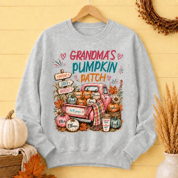 Personalized Classic Tee with Grandma's Pumpkin Patch Fall Truck, Unique and Creative Gift for Grandma - Image 6