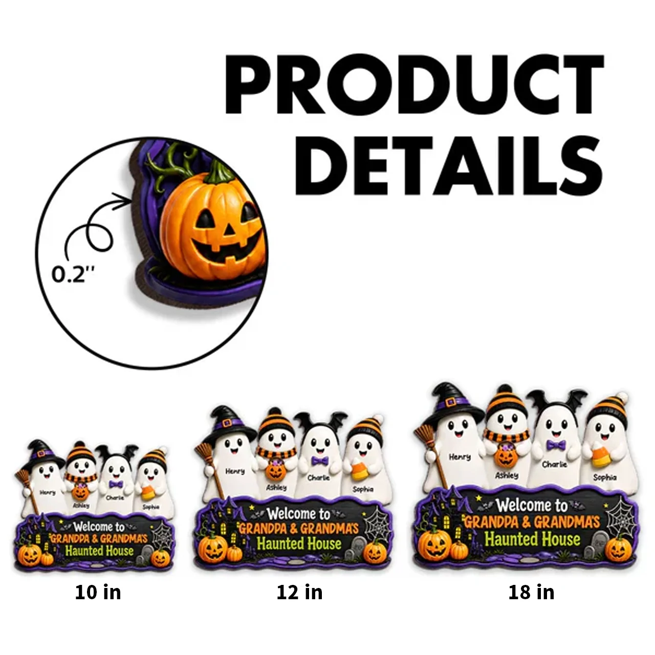 Personalized Halloween Wooden Sign, Standing Boo Kids Door Decor, Unique Gift for Grandma & Grandpa - Image 4