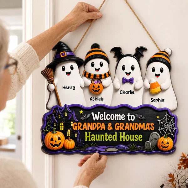 Personalized Halloween Wooden Sign, Standing Boo Kids Door Decor, Unique Gift for Grandma & Grandpa - Image 7