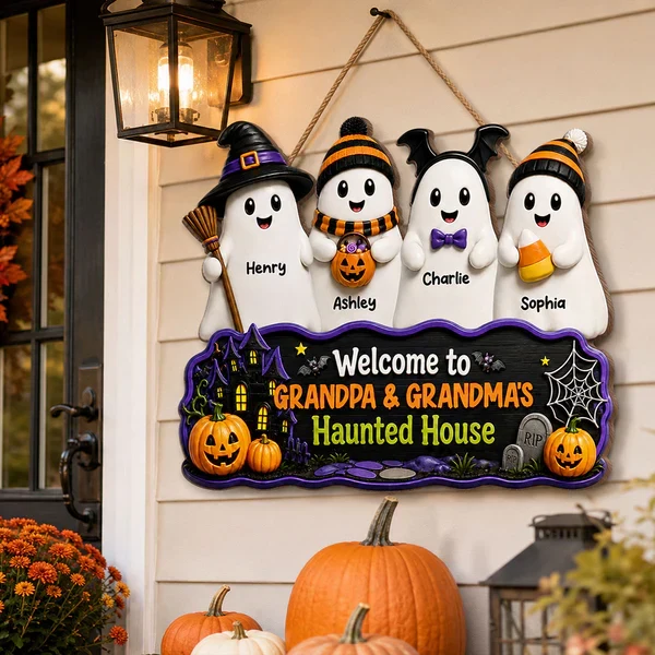 Personalized Halloween Wooden Sign, Standing Boo Kids Door Decor, Unique Gift for Grandma & Grandpa - Image 8