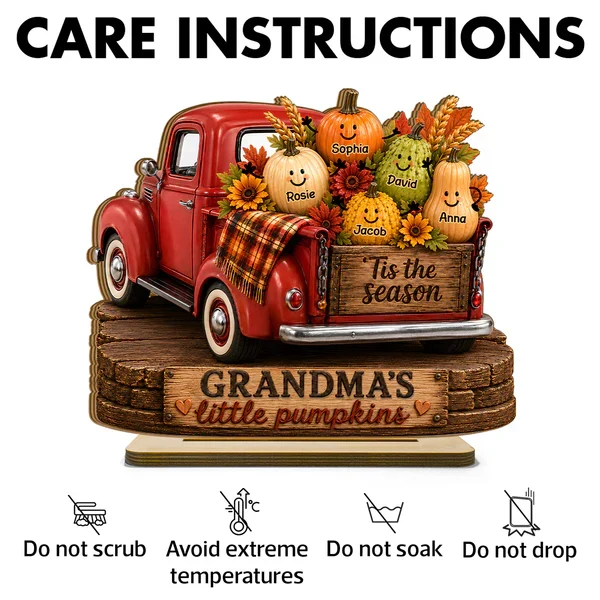 Personalized Wooden Plaque, Grandma's Little Pumpkins Red Truck Fall Decor, Unique Gift for Grandma - Image 5