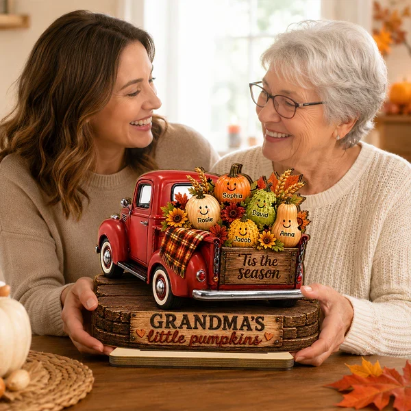 Personalized Wooden Plaque, Grandma's Little Pumpkins Red Truck Fall Decor, Unique Gift for Grandma - Image 6